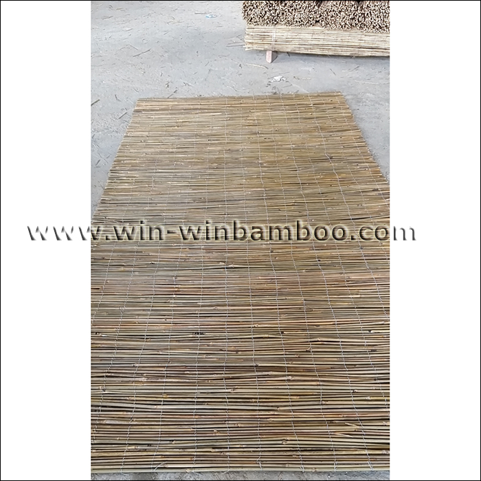 bamboo fence wire lines woven outside canes stakes