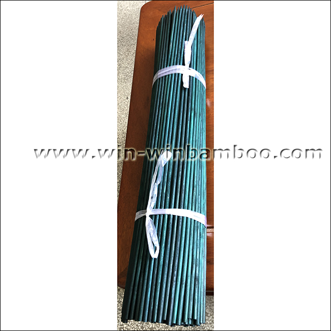 dyed green color bamboo flower stick one end pointed