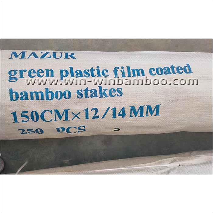 green film plastic coated bamboo stakes