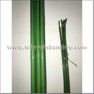 Plastic covered bamboo canes for garden decorations or farming.